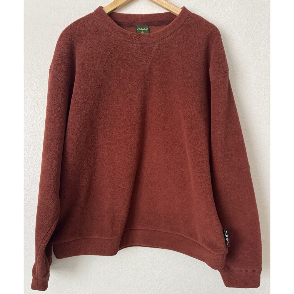 Vintage Cabela’s Polartec Fleece Sweatshirt Men’s L Rust Crewneck Pullover